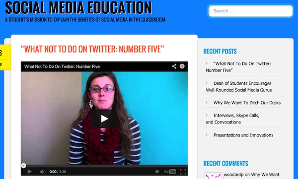 webpage screenshot social media education videos and posts